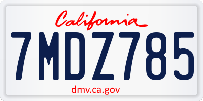 CA license plate 7MDZ785