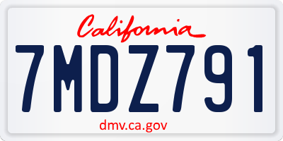 CA license plate 7MDZ791