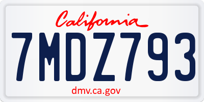 CA license plate 7MDZ793