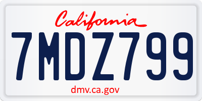 CA license plate 7MDZ799