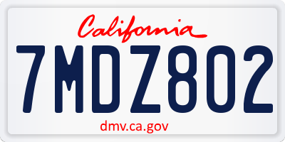 CA license plate 7MDZ802