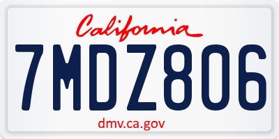 CA license plate 7MDZ806