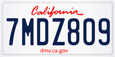 CA license plate 7MDZ809