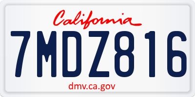 CA license plate 7MDZ816