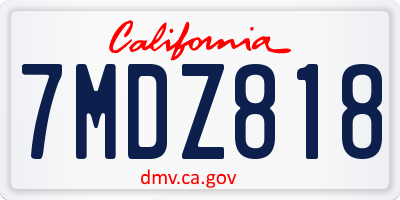 CA license plate 7MDZ818