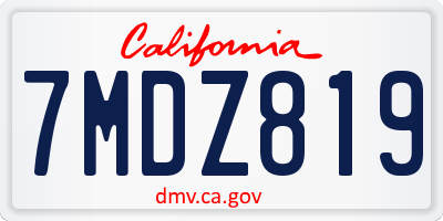CA license plate 7MDZ819