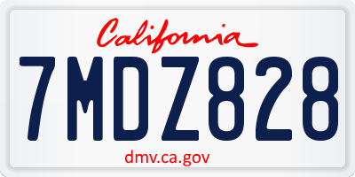 CA license plate 7MDZ828