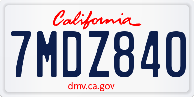 CA license plate 7MDZ840