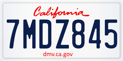 CA license plate 7MDZ845