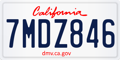 CA license plate 7MDZ846