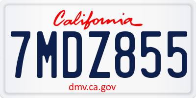 CA license plate 7MDZ855