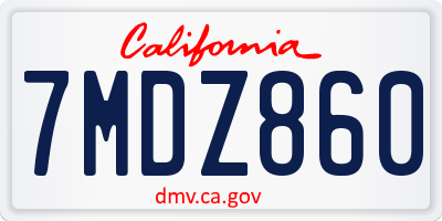 CA license plate 7MDZ860