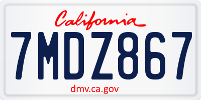 CA license plate 7MDZ867