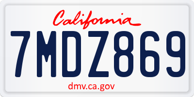 CA license plate 7MDZ869