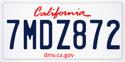 CA license plate 7MDZ872