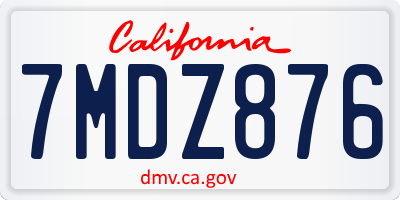 CA license plate 7MDZ876
