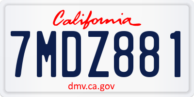 CA license plate 7MDZ881