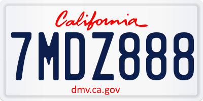 CA license plate 7MDZ888