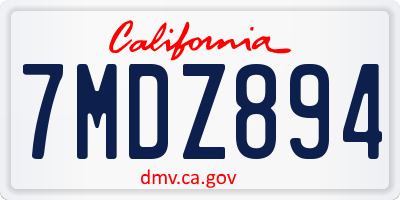 CA license plate 7MDZ894