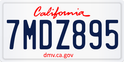 CA license plate 7MDZ895