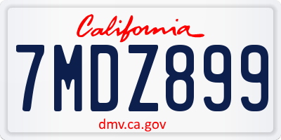 CA license plate 7MDZ899