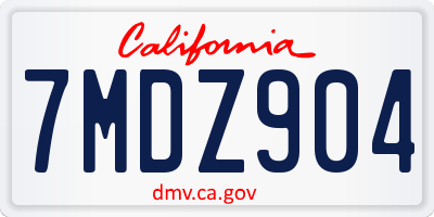 CA license plate 7MDZ904