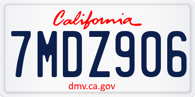 CA license plate 7MDZ906