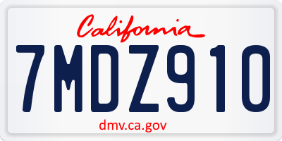 CA license plate 7MDZ910