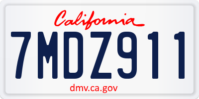 CA license plate 7MDZ911