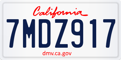 CA license plate 7MDZ917