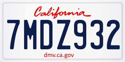 CA license plate 7MDZ932