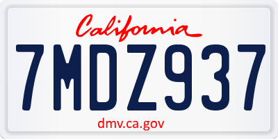 CA license plate 7MDZ937
