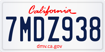CA license plate 7MDZ938