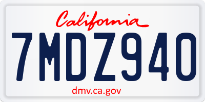 CA license plate 7MDZ940