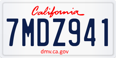 CA license plate 7MDZ941