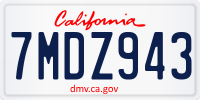 CA license plate 7MDZ943