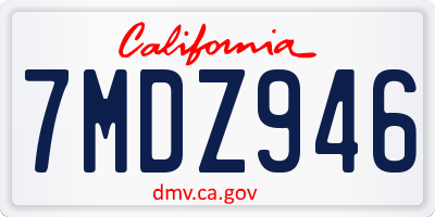 CA license plate 7MDZ946