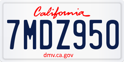 CA license plate 7MDZ950
