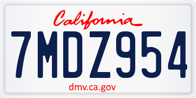 CA license plate 7MDZ954