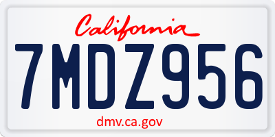 CA license plate 7MDZ956