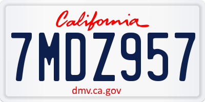 CA license plate 7MDZ957