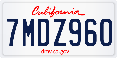 CA license plate 7MDZ960