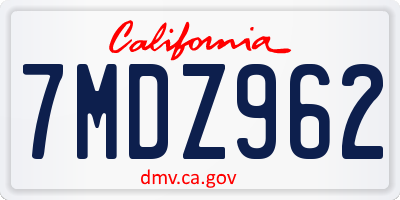 CA license plate 7MDZ962