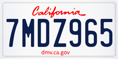 CA license plate 7MDZ965