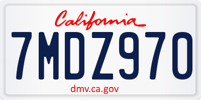 CA license plate 7MDZ970