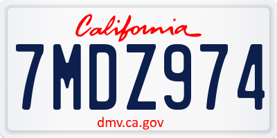 CA license plate 7MDZ974