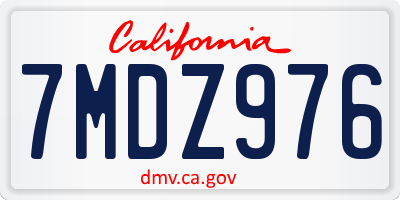 CA license plate 7MDZ976
