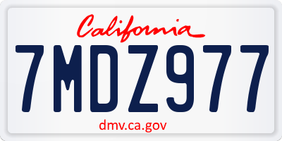CA license plate 7MDZ977