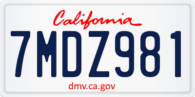 CA license plate 7MDZ981