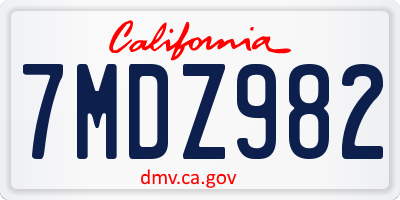 CA license plate 7MDZ982